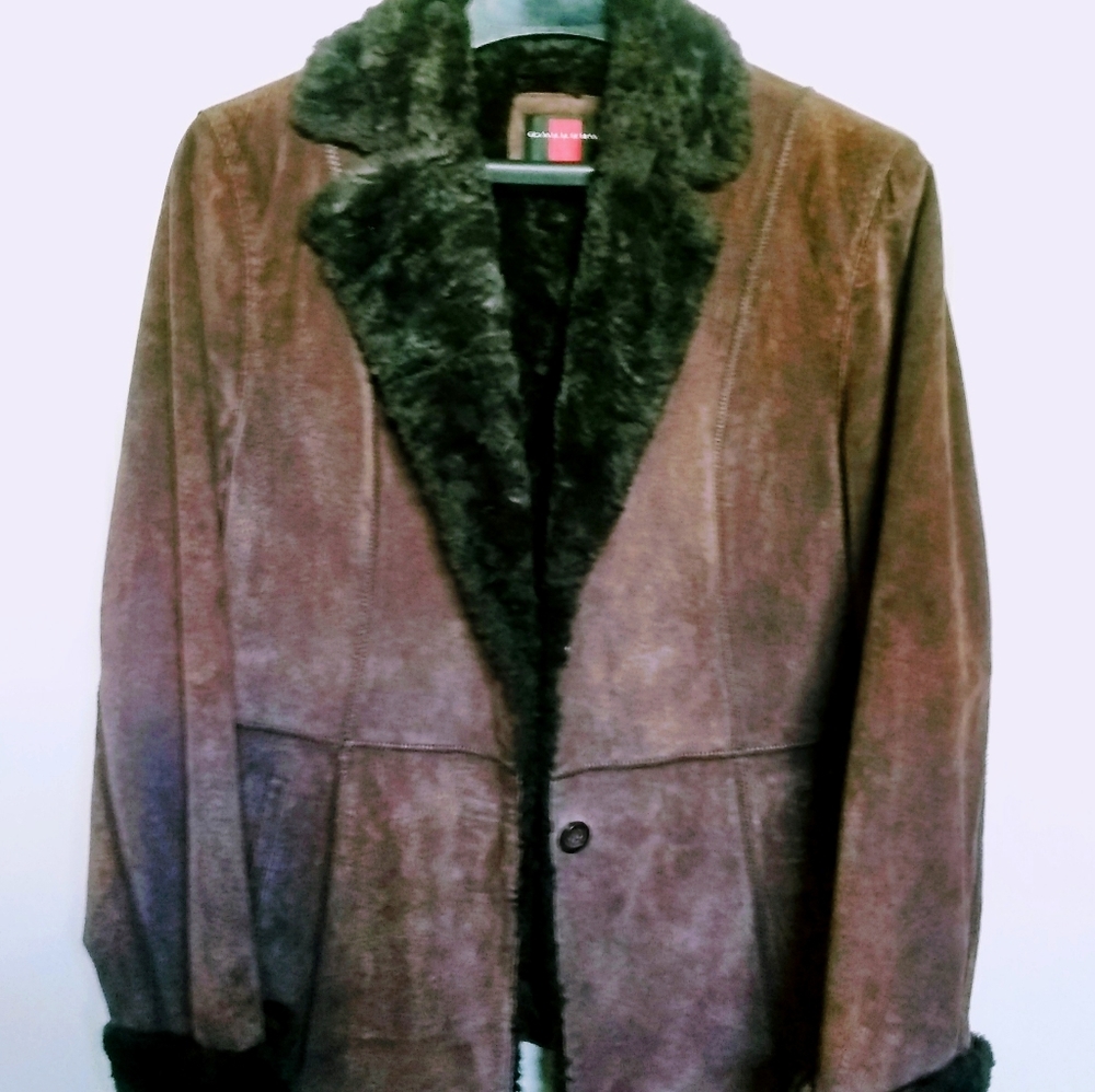 Genuine leather suede jacket